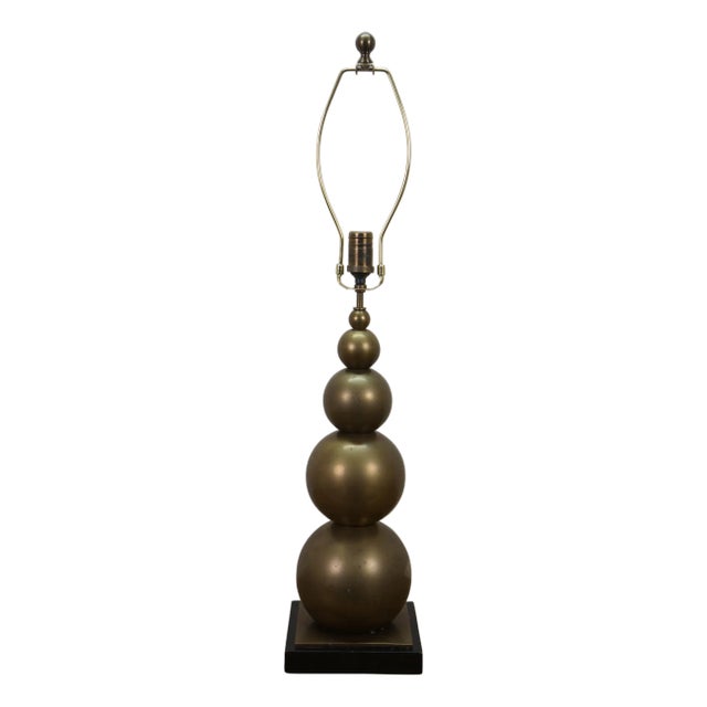 Late 20th Century Visual Comfort Stacked Brass Ball Orb Sphere Table Lamp 35" For Sale