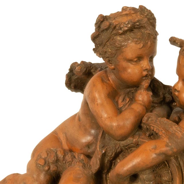 Antique 19thC French Naturalism Terracotta Sculpture "La Source" Putti Sculpture by Albert-Ernest Carrier-Belleuse, For Sale - Image 14 of 15