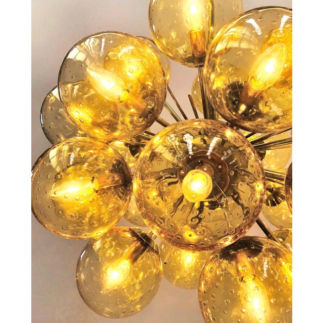 21st Century Ventiquattro Natural Brass Amber Bubbles Murano Sputnik Chandelier by Fabio LTD For Sale - Image 6 of 7