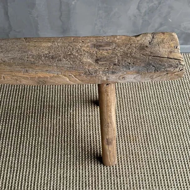 1940s Vintage One of a Kind Elm Wood Skinny Bench 78" For Sale In Los Angeles - Image 6 of 8