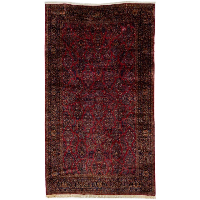Textile 1900 - 1909 Antique Oversize Persian Sarouk Wool Rug With Classic Floral Design in Red For Sale - Image 7 of 7