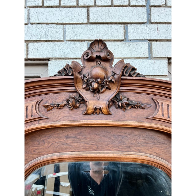 Mid 19th Century French 19th Century Louis XIII Walnut Château Wall Mirror For Sale - Image 5 of 12