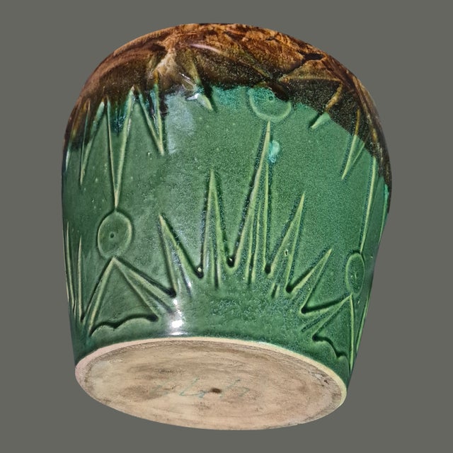 Green Vintage Majolica Robinson Ransbottom Sun & Moon Glazed Pottery Jardinière Planter For Sale - Image 8 of 11