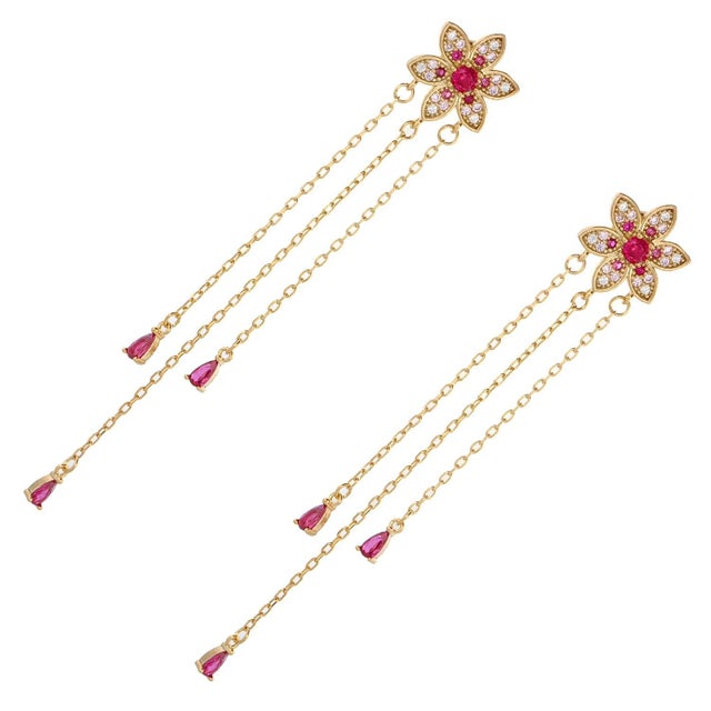 Blossom Glow Ruby Drop Earrings, A Pair For Sale In Miami - Image 6 of 8