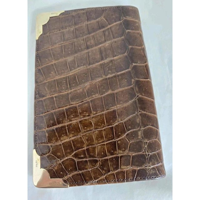 Antique Early 20th Century Crocodile Skin & 9ct Gold Gentlemans Wallet For Sale - Image 4 of 18