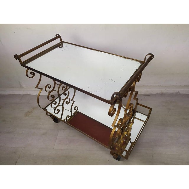 Gold Mirror Bar Cart, 1940s For Sale - Image 13 of 18
