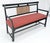 Vintage Black Lacquer Red Upholstery Bench w/ Arms Slotted Back MINT For Sale - Image 11 of 11