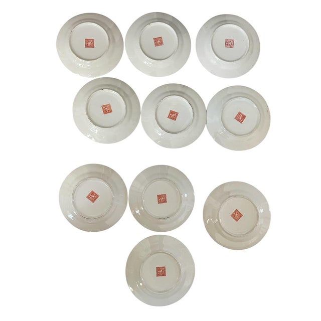 Chinese Zhongguo Chao Cai Chinese Mille Fleur Handpainted Bread or Snack Plates. Set of 10. 6” For Sale - Image 3 of 4