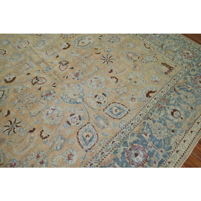 Early 20th Century Persian Meshed Beige Blue Teal Antique Rug - 10' x 13' For Sale - Image 5 of 12