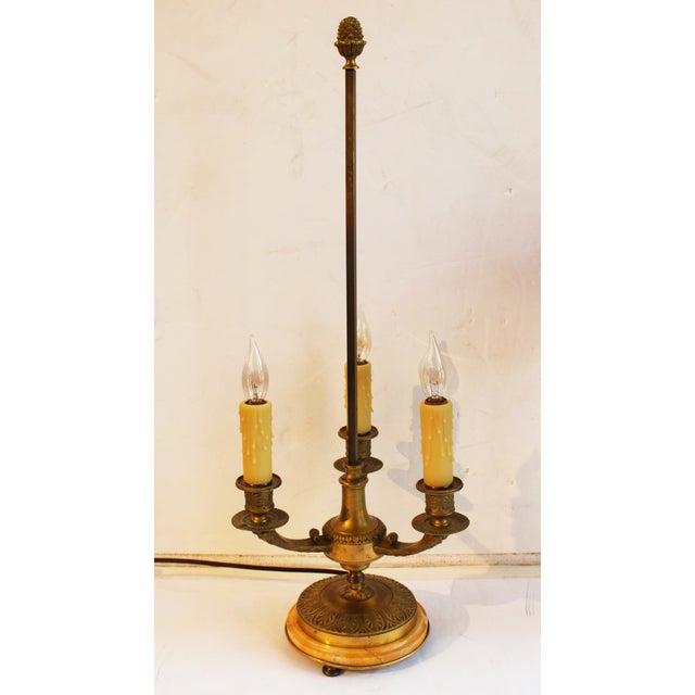 1920s Circa 1920 Pair of French Bronze and Marble Bouillotte Lamps For Sale - Image 5 of 9