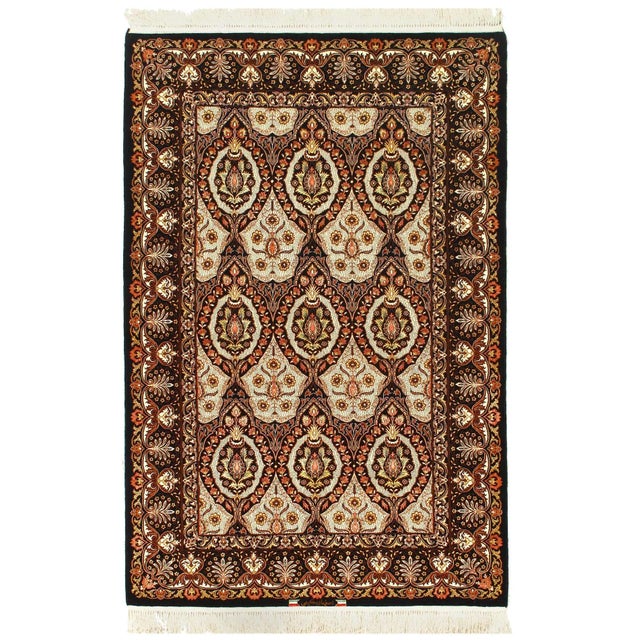 Fine Hand Knotted Silk & Wool Isfahan Rug For Sale - Image 4 of 4