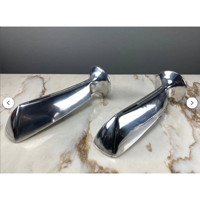 A sensational and unique pair of wall lights by prestigious designer jorge pensi, the purest art deco post modernist...