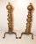 Metal Share Large Pair 18th Century Turned Peened Brass Wrought Iron Fireplace Andirons For Sale - Image 7 of 12