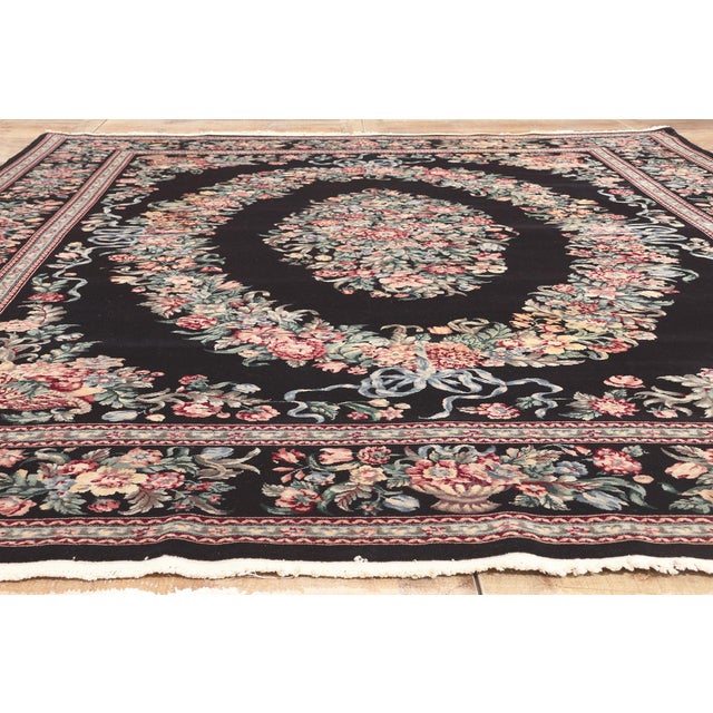 Black Vintage Chinese Aubusson Rug, 09'02 X 12'00 For Sale - Image 8 of 9