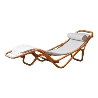 Reclining Chaise Longue in Rush and Original Fabric from BBB Bonacina, 1889 For Sale