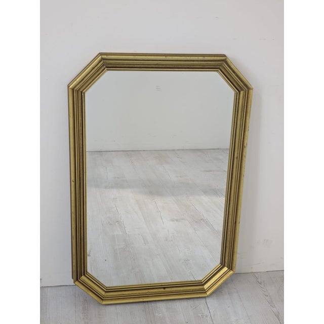 Vintage Mirror in Wooden Gilded Frame Beveled Shape, 1975 For Sale - Image 4 of 12