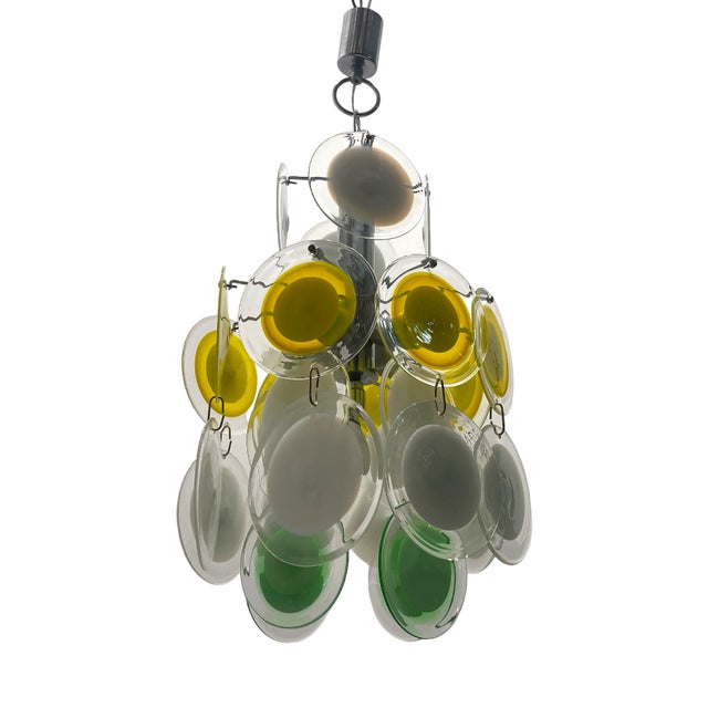 Midcentury Italian Murano Glass Disc Hanging Light, 1970s For Sale