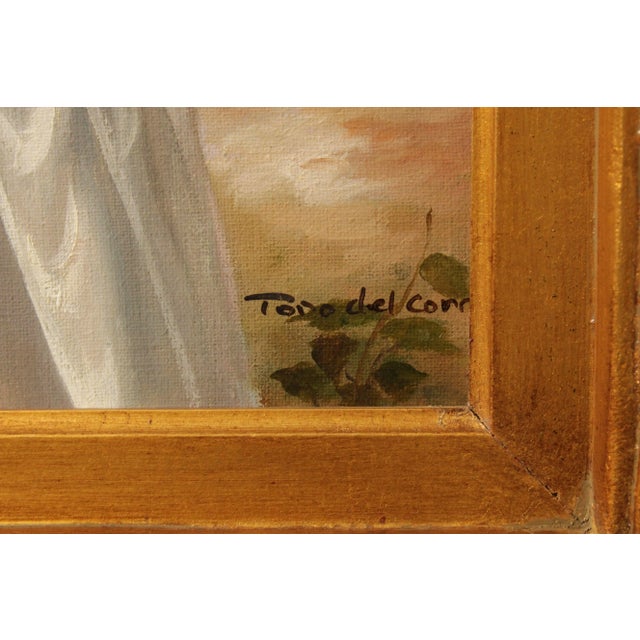 Paint 20th Century Portrait of Woman, signed 'Toro del Corro' For Sale - Image 7 of 13