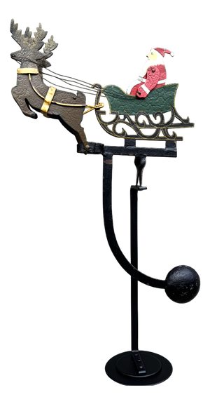 Vintage Metal Kinetic Sculpture with Santa Sleigh and Reindeer, 1950s