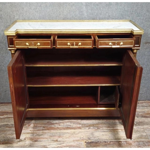 Parisian Buffet in Mahogany and Gilt Brass with Marble Top For Sale - Image 12 of 15