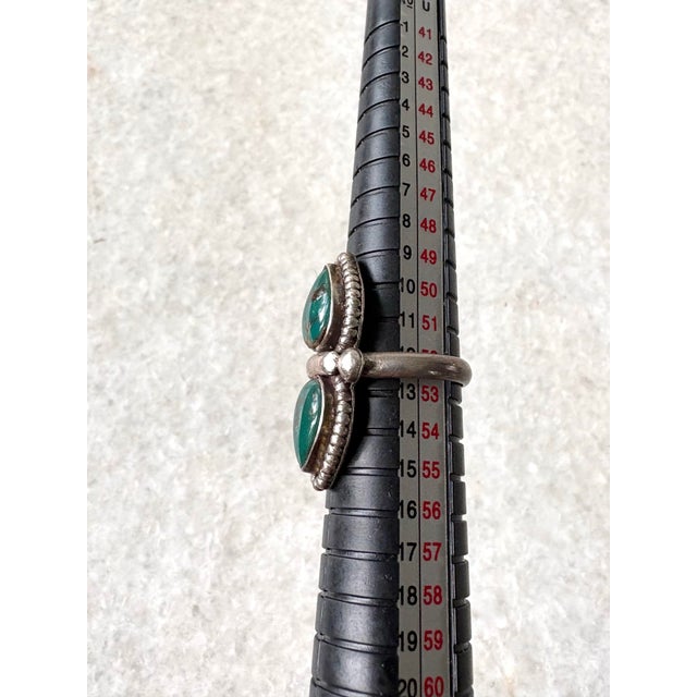 Antique Blue Green Turquoise and Sterling Silver Ring For Sale - Image 4 of 4