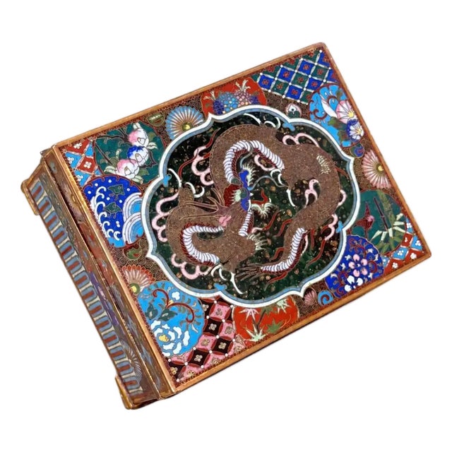 Japanese Cloisonne Enamel Dragon Trinket Box Attributed to Inaba, Meiji For Sale