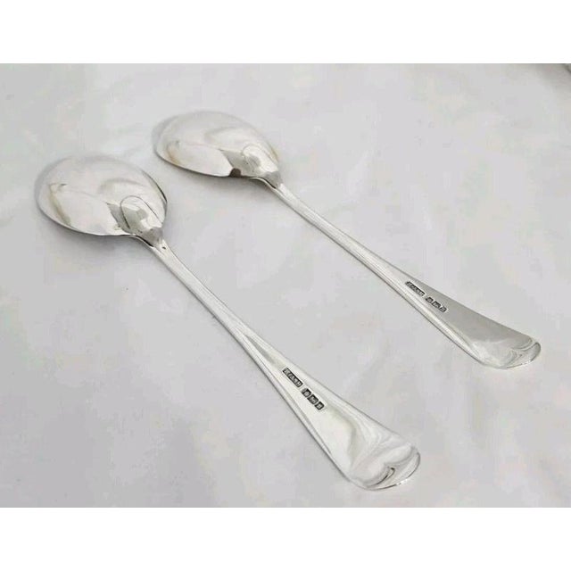 Antique Edwardian Sterling Silver Serving Spoons, Sheffield, 1905, Set of 2 For Sale - Image 4 of 14