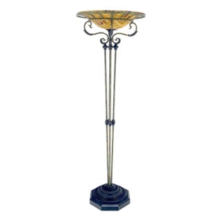 Large 24" Diameter Onyx Shade Black Marble Maitland Smith Floor Lamp MINT For Sale