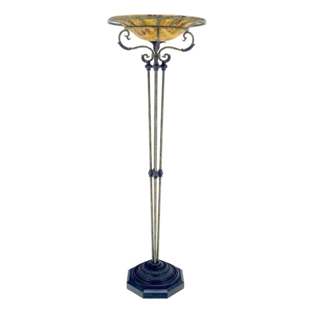 Large 24" Diameter Onyx Shade Black Marble Maitland Smith Floor Lamp MINT For Sale