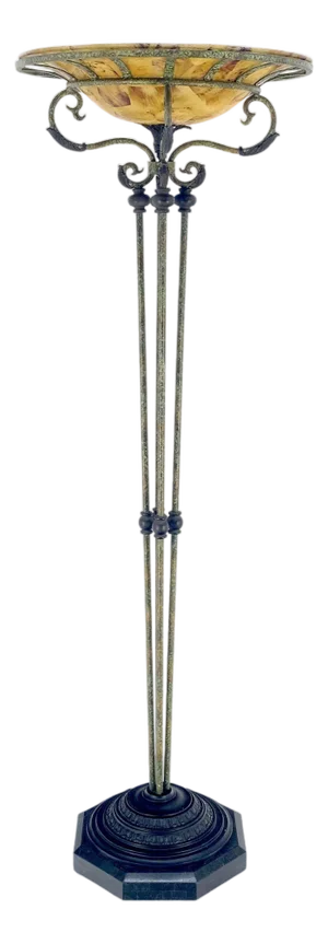Large 24" Diameter Onyx Shade Black Marble Maitland Smith Floor Lamp MINT