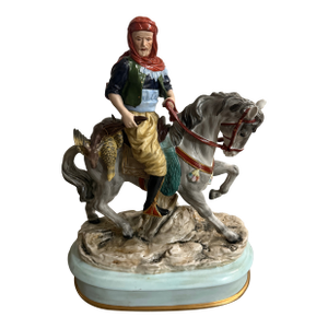 Exceptional Rare Dresden Antique Porcelain Statue Arabian Hunter 22in