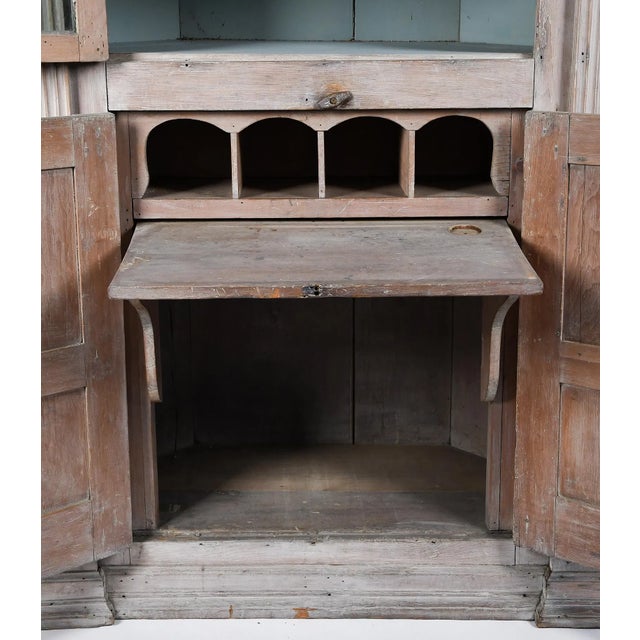 Traditional Monumental Architectural 18th Century Painted Corner Cabinet Secretary For Sale - Image 3 of 9