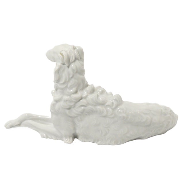 1930s Giant Augarten Wien Porcelain Borzoi Model 1713/Iii – Largest 11" Version – Handmade Vienna "White Gold" Sculpture For Sale - Image 5 of 8