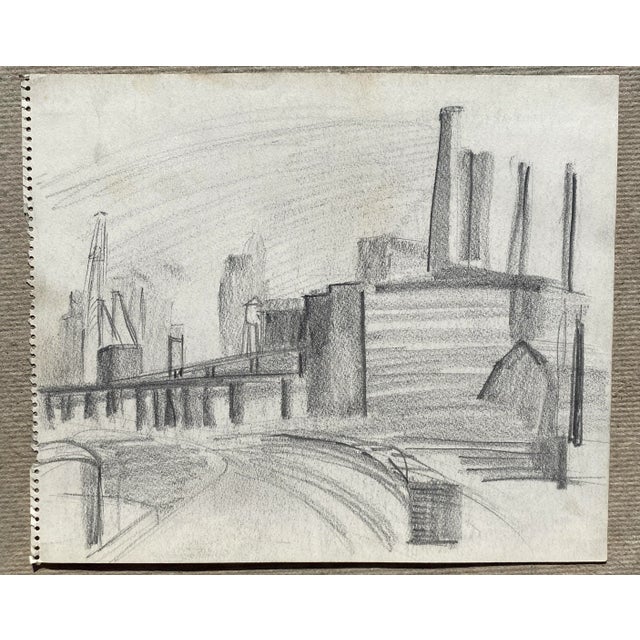 Drawing of Philadelphia or New York by Vermont artist Frank Wallace (1915/18-2003). Wallace was born in Toledo, Ohio and...