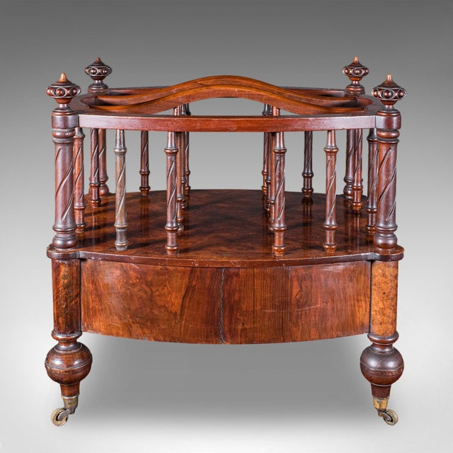 Early 19th Century Antique Canterbury Stand, English, Burr Walnut, Newspaper, Magazine, Regency For Sale - Image 5 of 10