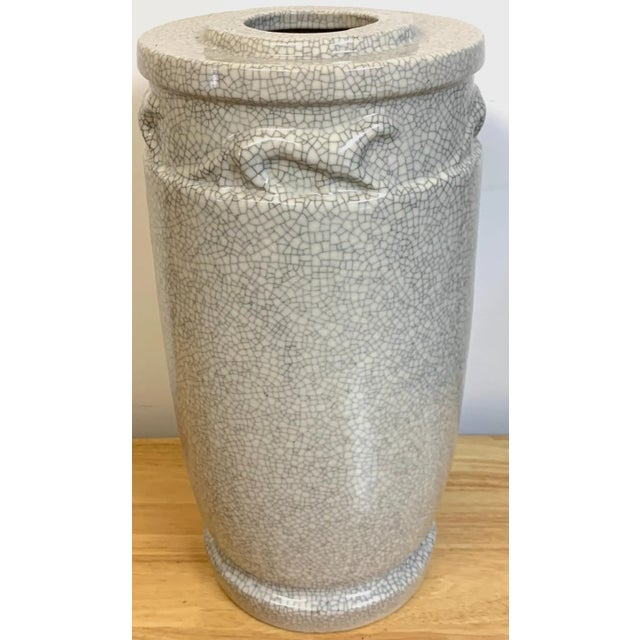 Mid 20th Century French Modern Crackle Glaze Jaguar Motif Vase For Sale In West Palm - Image 6 of 11