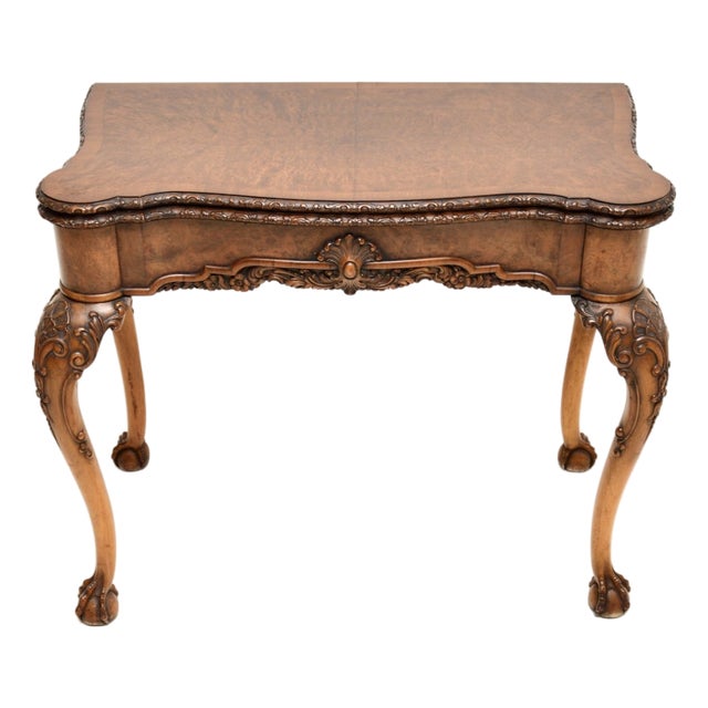 Burr Walnut Card Table, 1900s For Sale