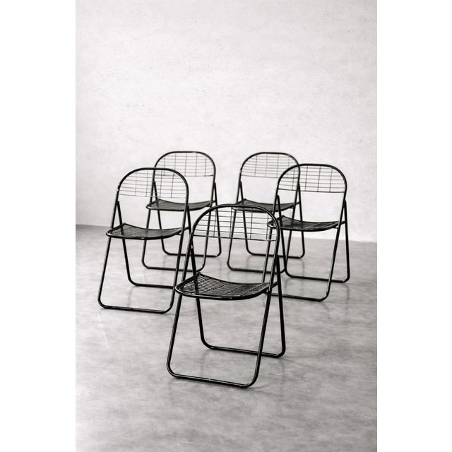 Vintage Swedish Black Metal Åland Chairs by Niels Gammelgaard for Ikea, 1980s, Set of 5 For Sale - Image 18 of 18
