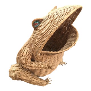 Vintage Large Wicker Frog Basket For Sale