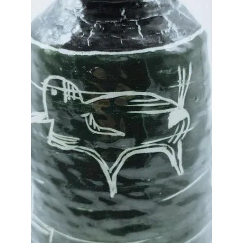 Green Enameled Terracotta Bottle by G. Brunitto, 1950s For Sale - Image 8 of 10