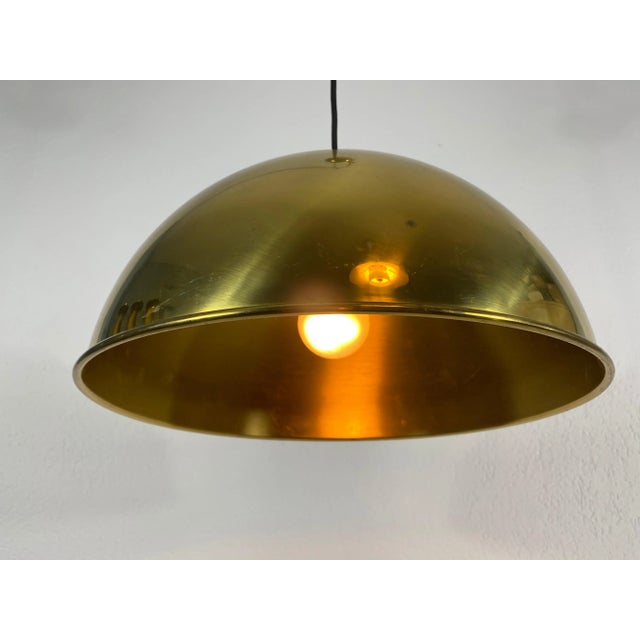 Polished Brass Pendant Lamp by Florian Schulz, 1970s For Sale - Image 3 of 10