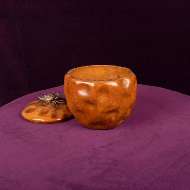 Carved Pear Wood Lidded Box with Bronze Crab by Aldo Tura, 1940 For Sale - Image 18 of 18
