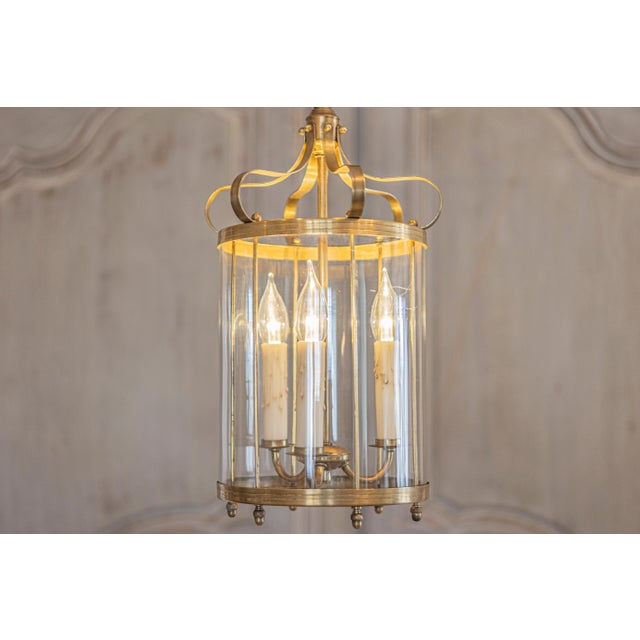Refined 20th Century French Brass Lantern with Glass Enclosure For Sale - Image 11 of 11