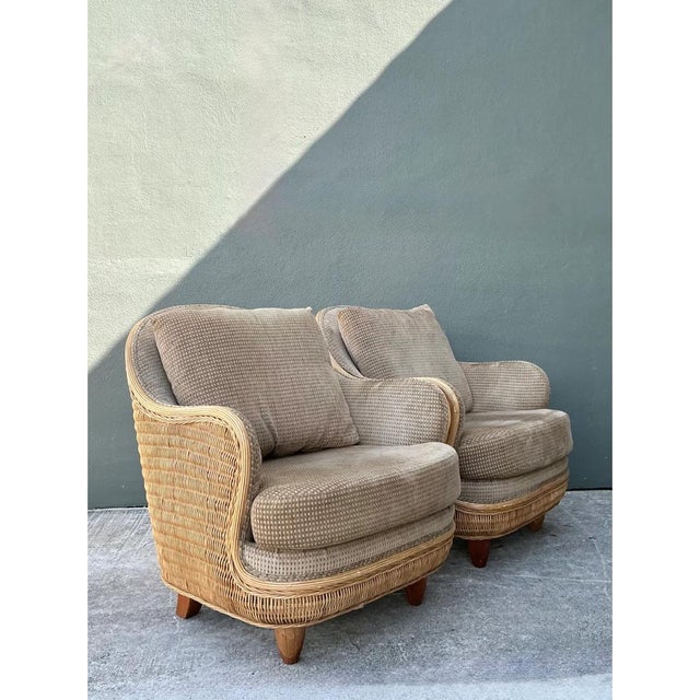 Vintage Biomorphic Rattan Lounge Chairs - A Pair For Sale - Image 12 of 12