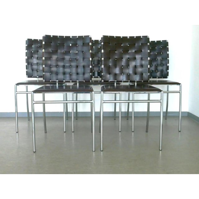 Leather and Chrome Dining Room Chairs, Set of 5 For Sale - Image 6 of 8