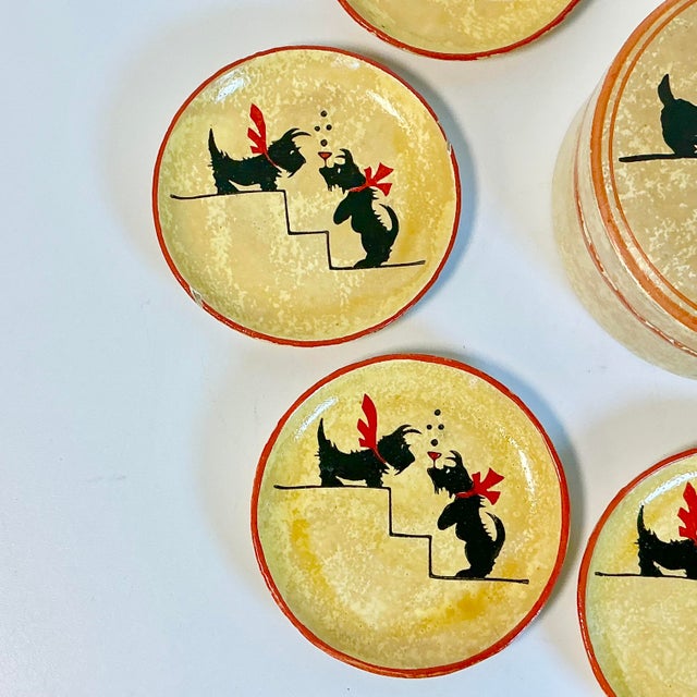 1950s Vintage Boho Chic Scottish Terrier Coasters - Set of 9. For Sale - Image 6 of 13