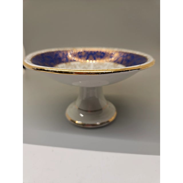 Vintage Handpainted 22kt Gold Fruit/Compote/Cake Pedestal Dish