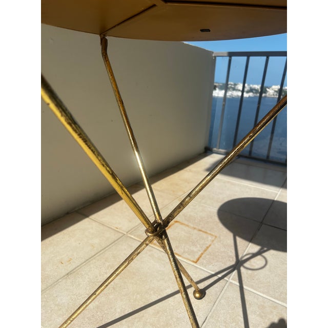 1960s Italian Gold Gilt Folding Mosaic Side Drink Table | Handcrafted Glass Tile Top | Hollywood Regency For Sale In West Palm - Image 6 of 8