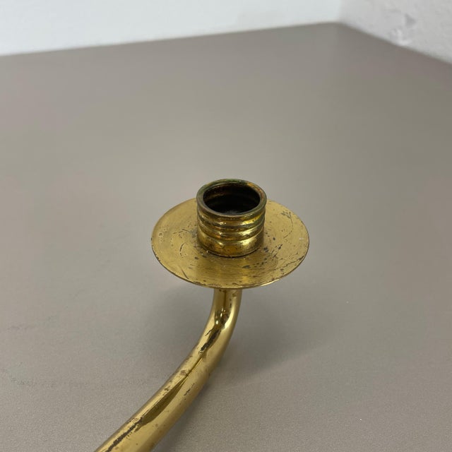 Modern Brutalist Brass and Leather Candleholder in the style of Auböck, 1950s For Sale - Image 14 of 18