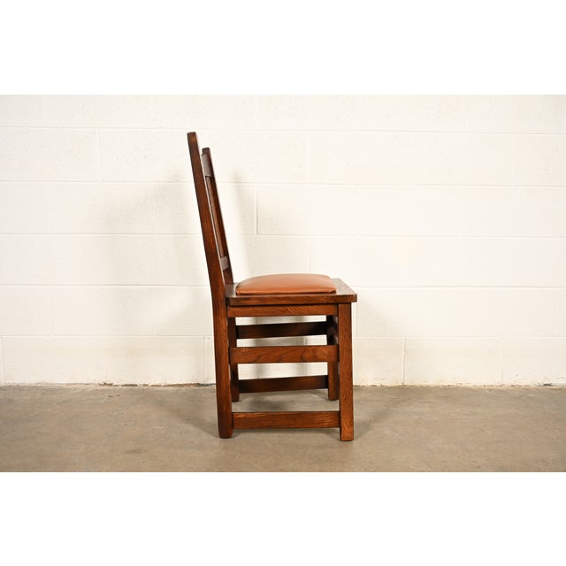 Limbert Antique Mission Oak Arts & Crafts Side Chair or Dining Chair, Circa 1910 For Sale - Image 9 of 12